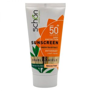 کرم ضد آفتاب رنگی بژ طبیعی SPF50 شون حاوی عصاره چای سبز مناسب پوست خشک حجم 50 میل