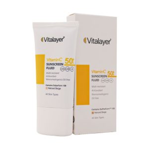 فلوئید ضد آفتاب SPF50 حاوی ویتامین C ویتالیر بژ طبیعی 50 میلی لیتر