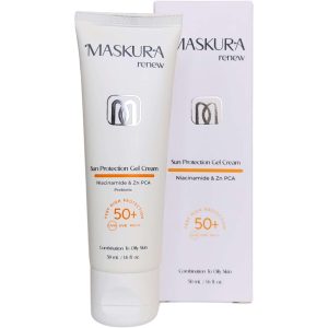 کرم ژل ضد آفتاب +SPF50 پوست چرب ماسکورا بی رنگ رنیو