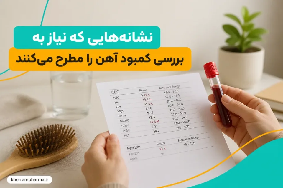 نشانههایی که نیاز به بررسی کمبود آهن را مطرح میکنند — بررسی آزمایش فریتین و CBC برای تشخیص کمبود آهن مرتبط با ریزش مو